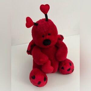 Russ Berrie “Bugsly” Red Ladybug Valentine Plush with Hearts